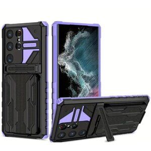 Samsung S22 Ultra 5g Cell Phone Case Hard Kickstand Removable Wallet Credit Card